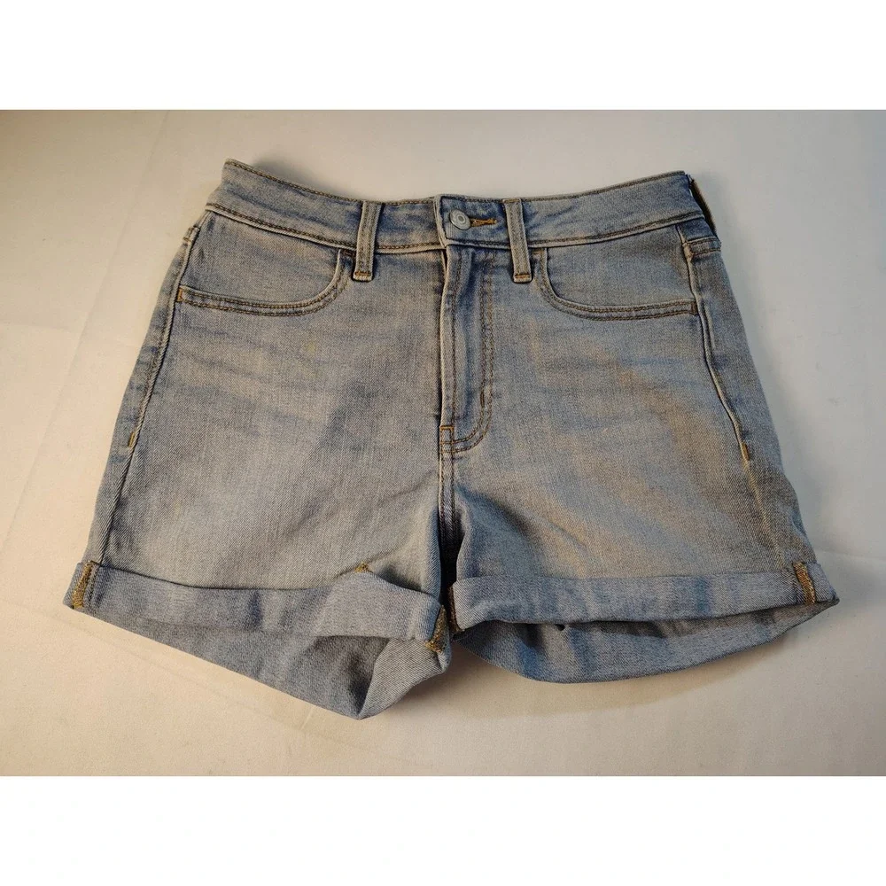 Old Navy High-Rise Wow Denim Shorts Light Wash Blue Womens Size 2 Cuffed Western